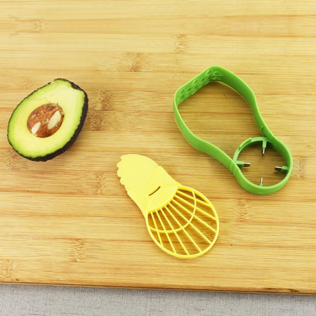 Recipient de Depozitare Avocado 5in1, , Etans, pentru Frigider, din Plastic, Dispozitiv de Taiat, Curatat, Feliat, 15x4.5x7 cm, Gri [3]