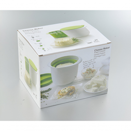 Recipient pentru Preparat Branza, , Capac de Silicon, Cheese Maker din Plastic, Strecuratoare, 17x14.5x12.8 cm, Alb [1]
