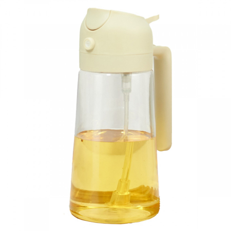 Articole pentru Casa Engros - Recipient Ulei 2 in 1, , Functie Spray & Turnare, din Sticla, Fara Scurgere, 18.5 x 7.7 cm, 470 ml, Alb