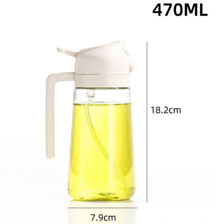 Recipient Ulei 2 in 1, , Functie Spray & Turnare, din Sticla, Fara Scurgere, 18.5 x 7.7 cm, 470 ml, Alb [2]