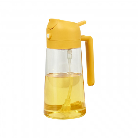 Articole pentru Casa Engros - Recipient Ulei 2 in 1, , Functie Spray & Turnare, din Sticla, Fara Scurgere, 18.5 x 7.7 cm, 470 ml, Galben