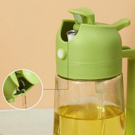 Recipient Ulei 2 in 1, , Functie Spray & Turnare, din Sticla, Fara Scurgere, 18.5 x 7.7 cm, 470 ml, Verde [2]