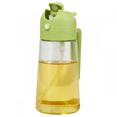 Articole pentru Casa Engros - Recipient Ulei 2 in 1, , Functie Spray & Turnare, din Sticla, Fara Scurgere, 18.5 x 7.7 cm, 470 ml, Verde