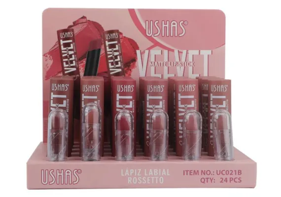 Produse pentru Buze En-gros - Ruj Velvet Matte USHAS 3.5g – Culoare Intensă și Finish Catifelat 
