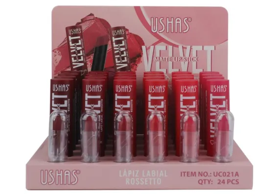 Produse pentru Buze En-gros - Ruj Velvet Matte USHAS 3.5g – Culoare Intensă și Finish Catifelat 
