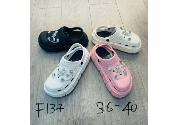Haine si accesorii Engros - Saboti pentru Dama , model Fashion accesorizat, turnat F137, diverse culori