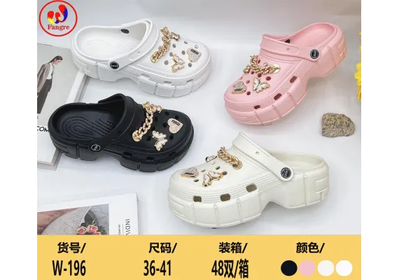 Haine si accesorii Engros - Saboti pentru Dama, Model Turnat Înalt, Accesorizat cu Lanț și Strasuri Mari – Culori Combinate (Mărimi 36-41), 