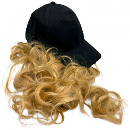 Sapca cu Peruca Blond Ondulat – Accesoriu Fashion Cosplay, Party, Urban Style – Lungime Plete ~55cm,  [2]