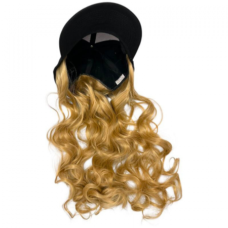 Sapca cu Peruca Blond Ondulat – Accesoriu Fashion Cosplay, Party, Urban Style – Lungime Plete ~55cm,  [1]
