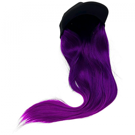 Sapca cu Peruca Mov Intens – Look Urban, Party, Cosplay, Fashion – Lungime Plete ~60cm,  [3]