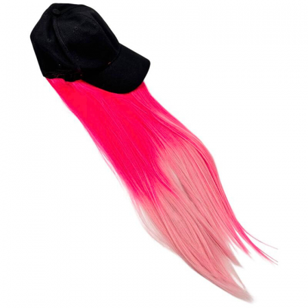 Sapca cu Peruca Roz Degrade – Look Urban, Cosplay, Party, Accesoriu Fashion – Lungime Plete ~60cm,  [1]