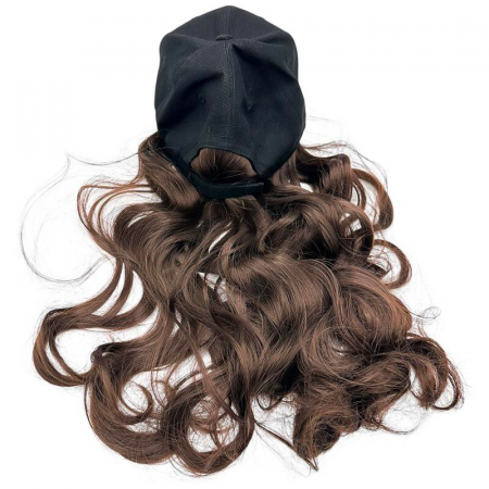 Sapca cu Peruca Saten Ondulat – Look Natural, Urban, Cosplay, Fashion – Lungime Plete ~55cm,  [3]