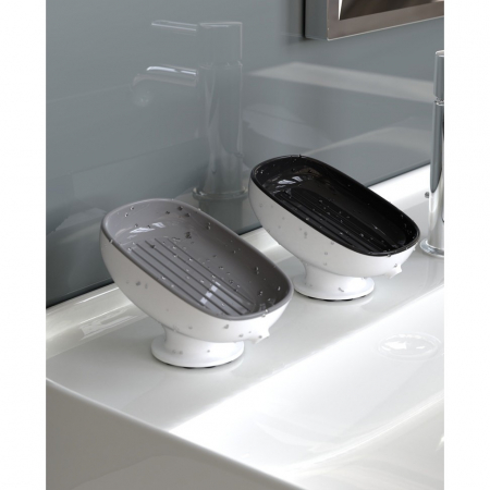 Savoniera din Plastic, , cu Ventuza, Design Modern, Gri [5]