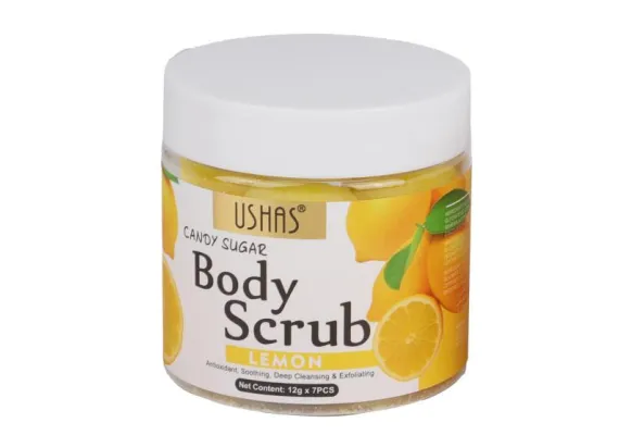 Ingrijire personala si cosmetice Engros - Scrub de Corp USHAS Candy Sugar cu Lămâie 12g x 7 buc – Exfoliere Revigorantă și Iluminare 