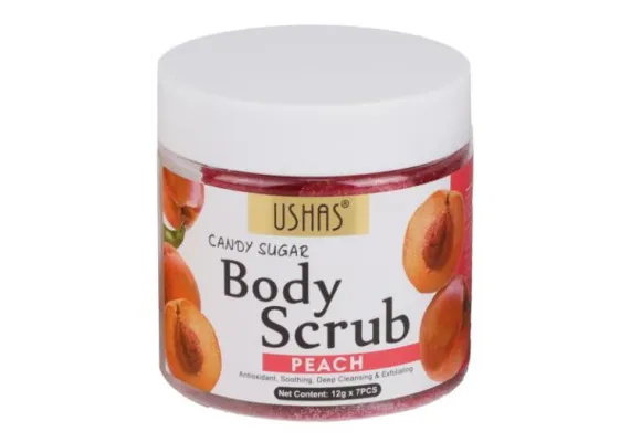 Ingrijire personala si cosmetice Engros - Scrub de Corp USHAS Candy Sugar cu Piersică 12g x 7 buc – Exfoliere Delicată și Revitalizare 