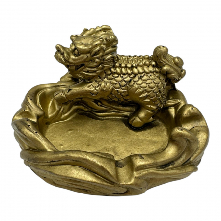 Scrumiera feng shui cu dragon 12cm – decor din rasina pentru noroc, protectie si energie pozitiva,  [1]