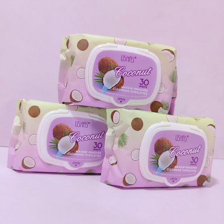 Șervețele Demachiante USHAS Coconut Make-Up Remover – 30 Bucăți cu Extract de Cocos pentru Ochi Perfecti  [1]