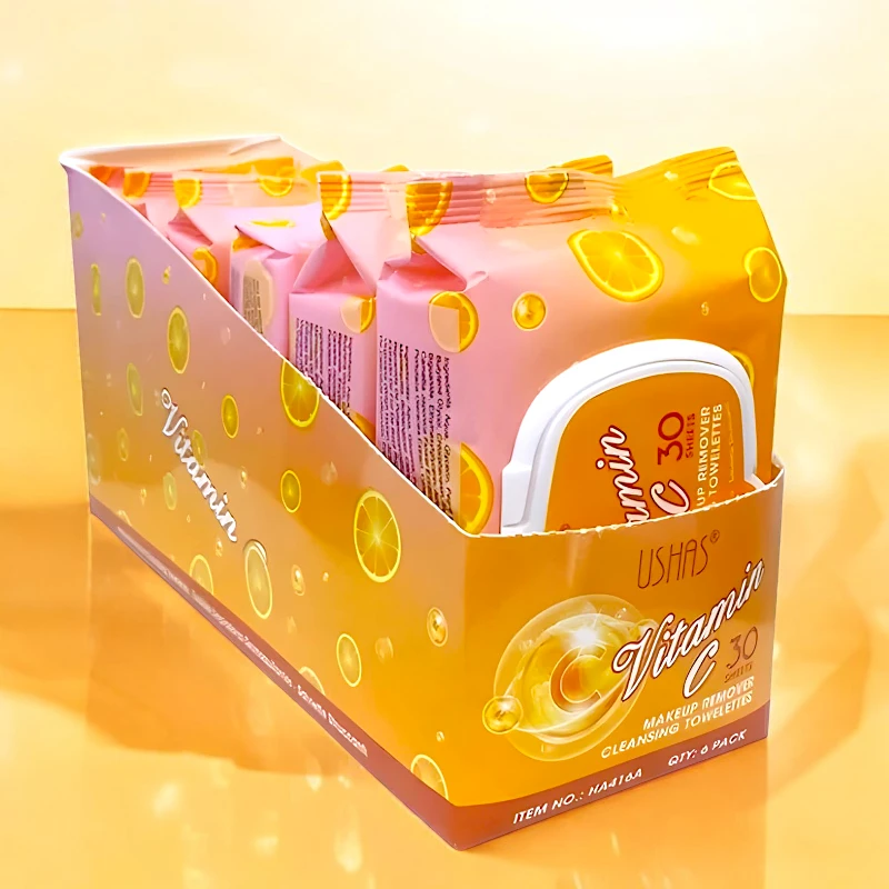 Șervețele Demachiante USHAS Vitamin C Make-Up Remover – 30 Bucăți cu Vitamina C pentru o Curățare Revitalizantă  [2]
