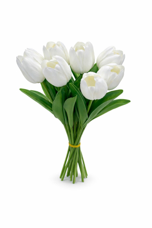 Flori Artificiale - Set 10 lalele artificiale alb pur soft touch fir individual 33cm