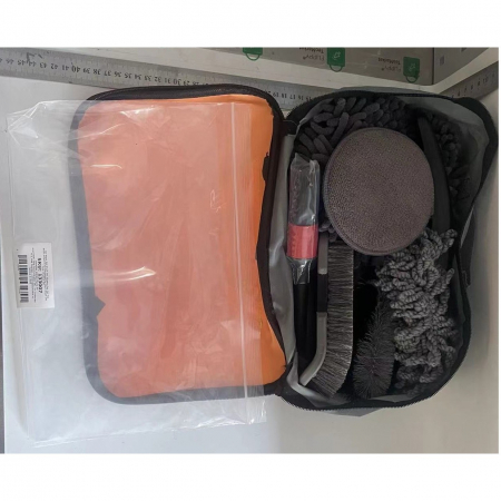 Set 10 Piese pentru Spalat Auto, , din Plastic si Microfibra, Perii si Lavete, Model C, Gri [6]