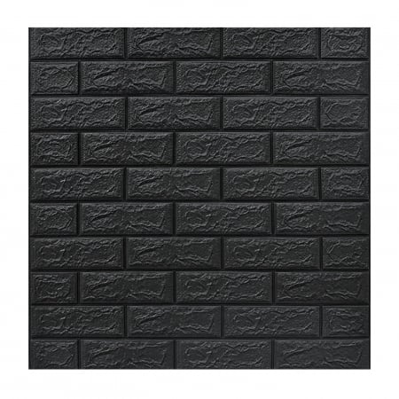 Tapet 3D Autoadeziv Engros - Set 10 Placi Tapet 3D, , 70 x 77 cm, Grosime 3 mm, din Polietilena, Model Caramida, Suprafata acoperita 5.3 mp, Gri Antracit