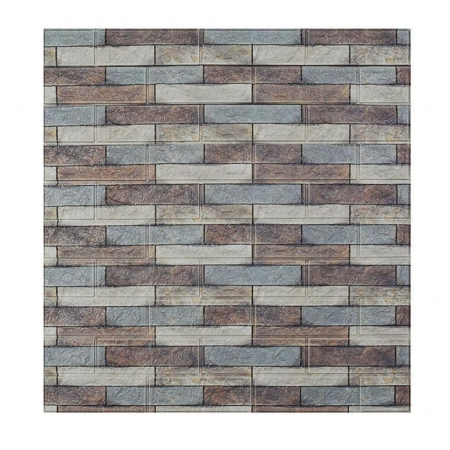 Tapet 3D Autoadeziv Engros - Set 10 Placi Tapet 3D, , 70 x 77 cm, Grosime 3 mm, din Polietilena, Model Caramida, Suprafata acoperita 5.3 mp, Piatra Colorata