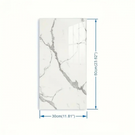 Set 10 Placi Tapet, , 60 x 30 cm, Grosime 1.5 mm, din PVC, Model Imitatie de Marmura, Suprafata acoperita 1.8 mp, Gri Deschis [2]