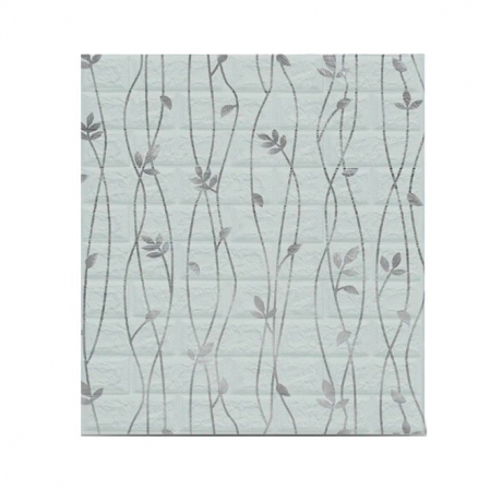 Articole pentru Casa Engros - Set 10 Stickere de Perete, , Autoadezive, 70 x 77 cm, Suprafata Acoperita 5.3 mp, din PVC, Model Frunze Argintii, Gri
