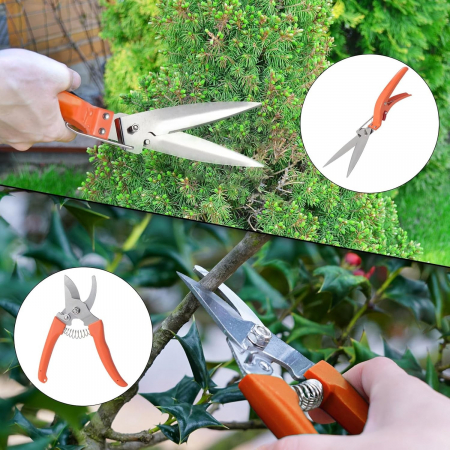 Set 10 Unelte de Gradina, , pentru Plantare Prelucrare Sol si Ingrijire Plante, Manere Portocalii, Material PVC si Otel Inoxidabil, Cutie Inclusa, 37x28x7 cm, Negru [5]