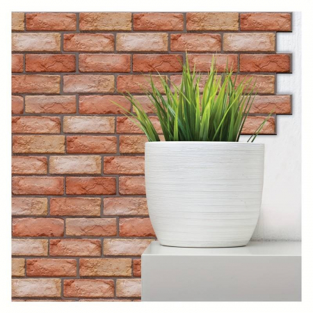 Set 10 x Placi Tapet Autocolant 3D cu Imitatie de Caramida, pentru Perete Bucatarie Sufragerie, Usor de Curatat, Rezistent la Apa, Autoadeziv, 30x30 cm, Maro [2]