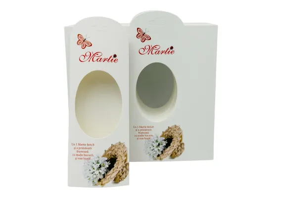 Bacanie Engros - Set 100 Cartoane pentru Martisoare, cu fereastra, 13.5×5cm 