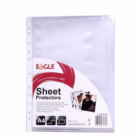 Set 100 FoliI pentru Documente Eagle A4 – 30 Microni, Transparent, Antistatic, Ideal pentru Organizare si Protectie Hartii,  [1]