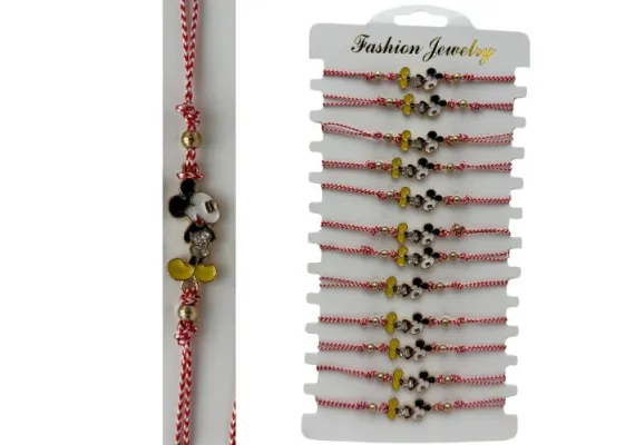 Bacanie Engros - Set 12 Bratari Martisor cu snur reglabil, Soricel Simpatic,  