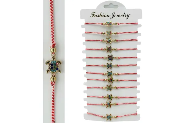 Bacanie Engros - Set 12 Bratari Martisor Testoasa Norocoasa, snur reglabil,  