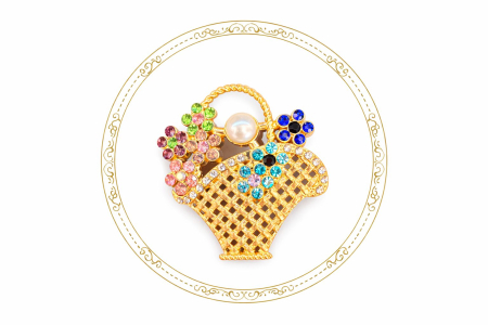 Accesorii Confectionare Martisoare - Set 12 Brose Martisor, 5 cm, Geanta cu flori si cristale multicolore, Cadou 1 Martie