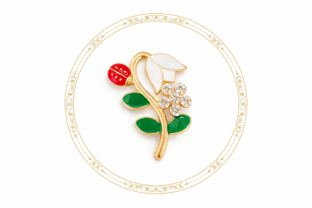 Set 12 brose Martisor, 5 cm, Ghiocel cu buburuza, Cadou 1 Martie [2]