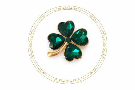 Accesorii Confectionare Martisoare - Set 12 brose Martisor, 5 cm, Trifoi norocos, Cadou 1 Martie