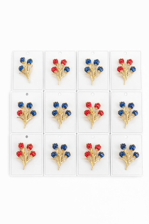 Set 12 Brose Martisor, 5cm,  Buchet lalele Rosu / Albastru, Cadou 1 Martie [1]