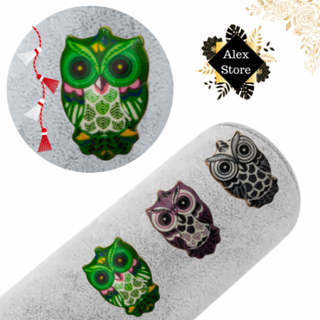 Set 12 brose Martisor, Bufnite dragalase colorate, editie 2025  [3]