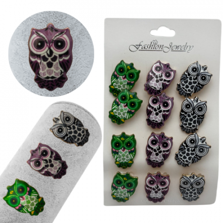 Set 12 brose Martisor, Bufnite dragalase colorate, editie 2025  [2]
