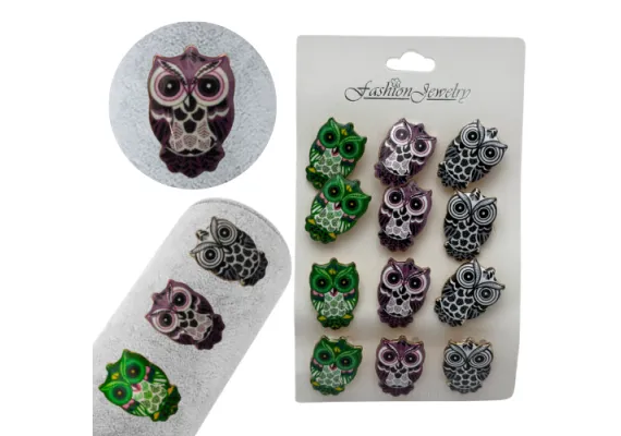 Bacanie Engros - Set 12 brose Martisor, Bufnite dragalase colorate, editie 2025 
