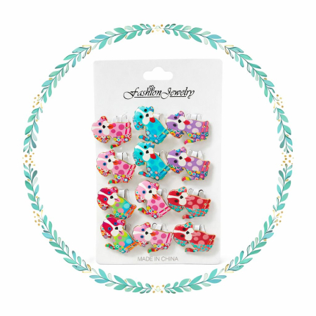 Set 12 brose martisor catei colorati, modele vesele, 15x9cm [1]