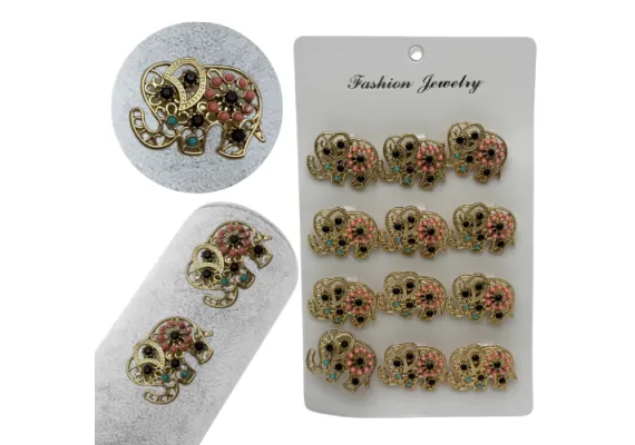 Bacanie Engros - Set 12 brose Martisor, Elefant simpatic cu pietricele, editie 2025 