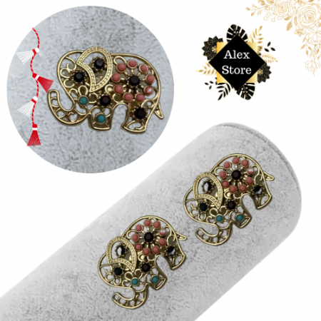 Set 12 brose Martisor, Elefant simpatic cu pietricele, editie 2025  [3]