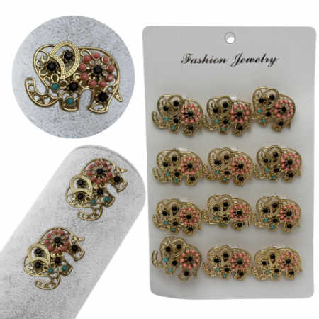 Set 12 brose Martisor, Elefant simpatic cu pietricele, editie 2025  [1]