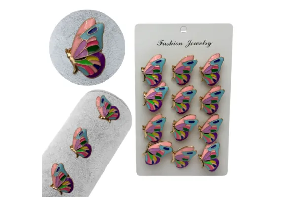 Bacanie Engros - Set 12 brose Martisor, Fluturasi dragalasi multicolor, editie 2025 