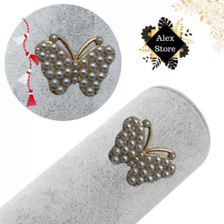 Set 12 brose Martisor, Fluturi dragalasi cu perle, editie 2025  [2]