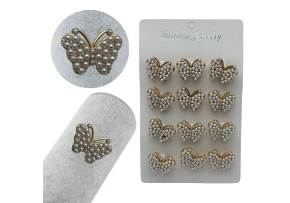 Bacanie Engros - Set 12 brose Martisor, Fluturi dragalasi cu perle, editie 2025 