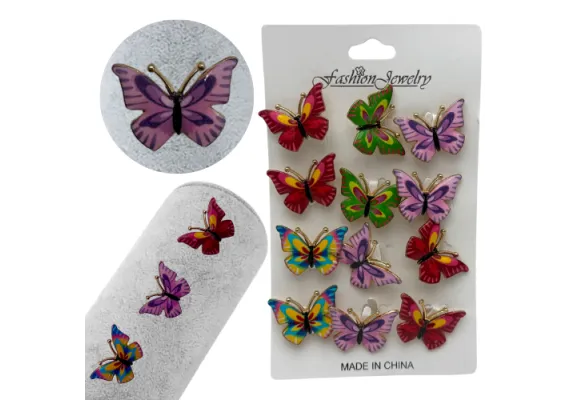Bacanie Engros - Set 12 brose Martisor, Fluturi dragalasi multicolori, editie 2025 