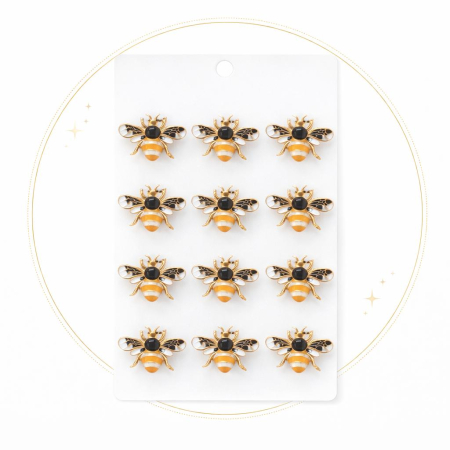 Set 12 brose Martisor pe carton prezentare, 17x10 cm, Cadou 1 Martie, Albina harnica [1]